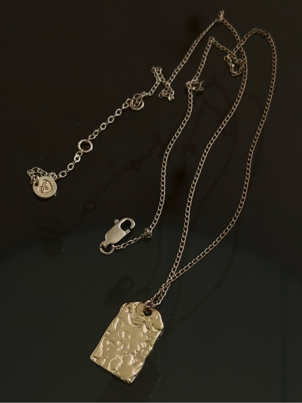 Roxy Gold-Tone Hammered Rectangular Pendant Necklace Coin Necklace